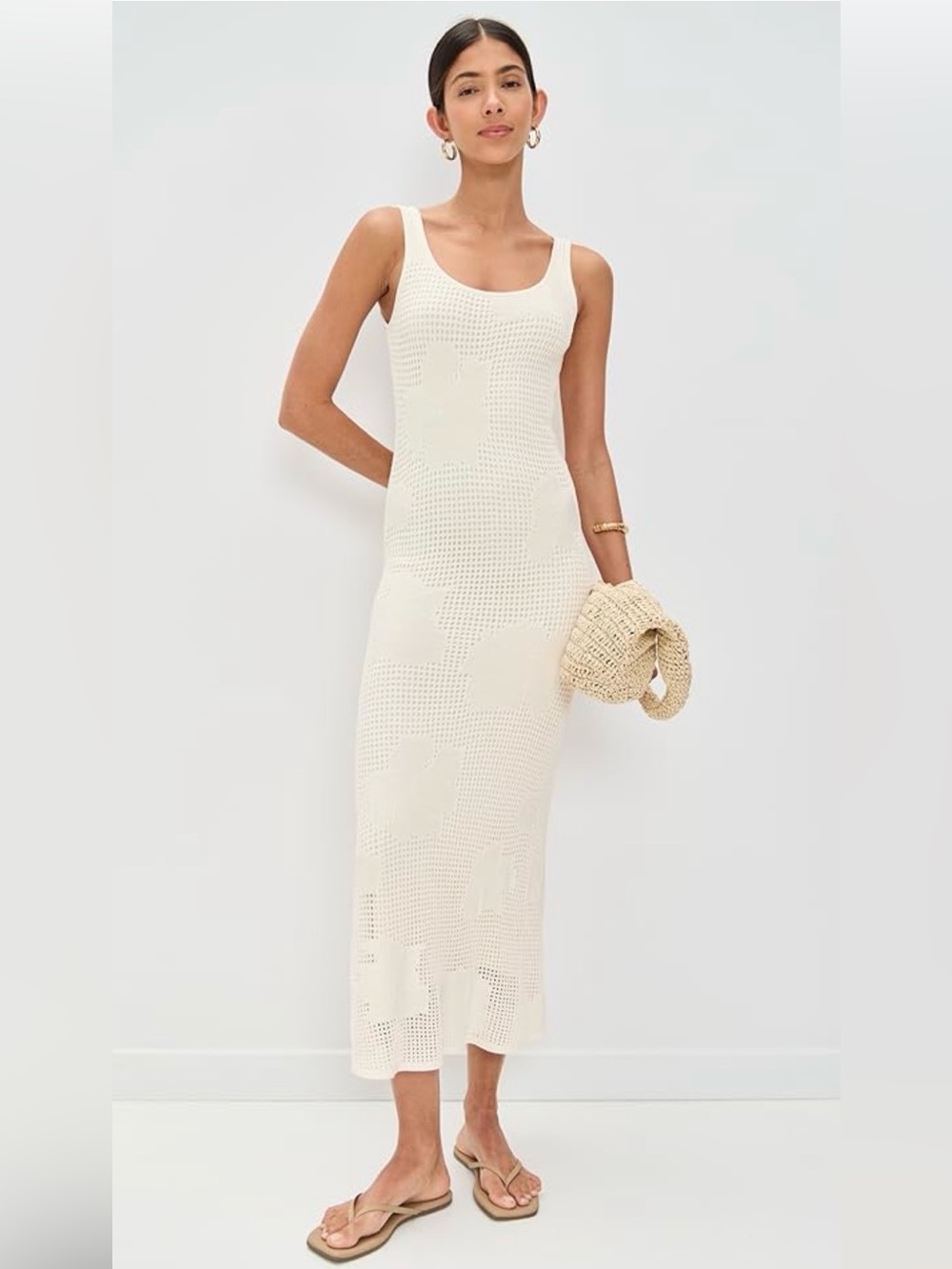 Z Supply Women’s Praya Fleur Cream Knit Scoop-Neck Maxi Dress, Size M, NWT